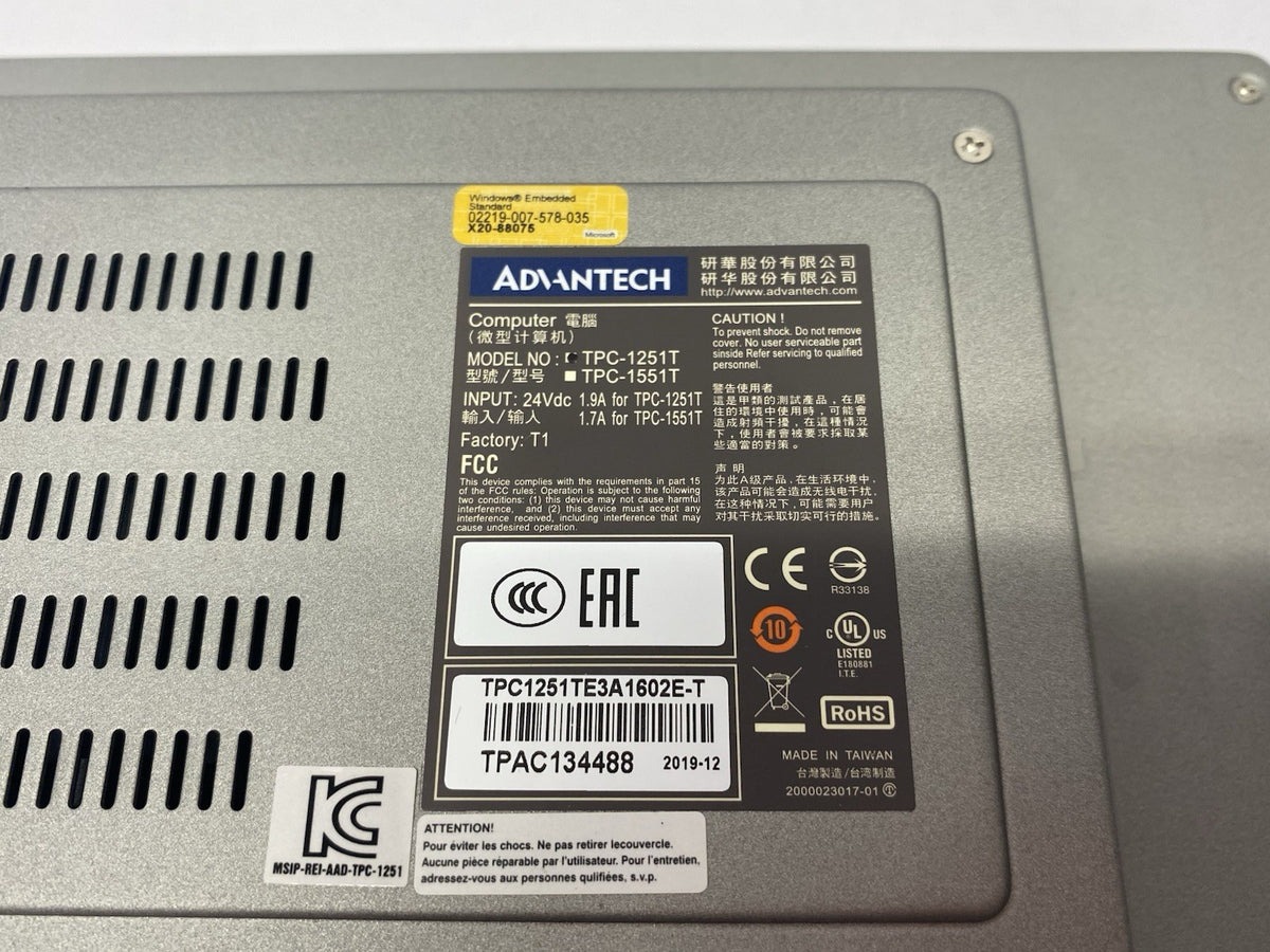 TPC-1251T | Advantech Thin-Client Terminal HMI 12" Display XGA TFT LED LCD- Used - Maverick Industrial Sales