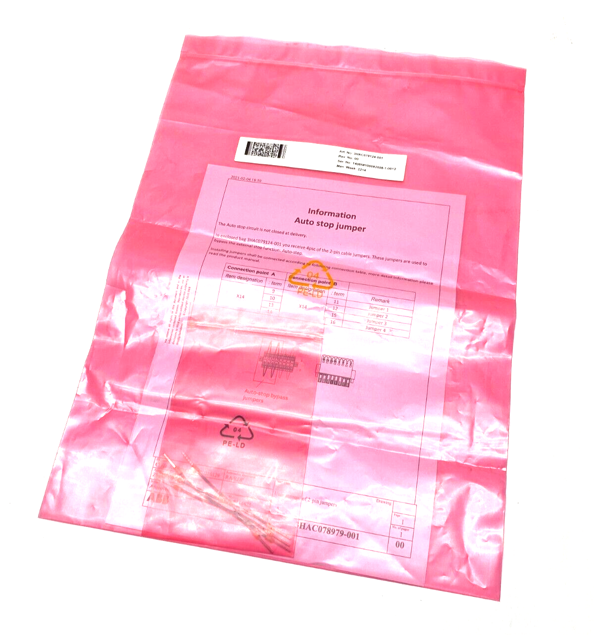 3HAC079124-001 | ABB Auto-Stop Bypass Jumper Cable Set - New - Maverick Industrial Sales