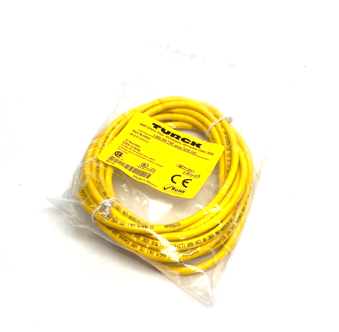 Turck RK 4.5T-4/S715 Eurofast Single Ended Cordset U99-11696 - New - Maverick Industrial Sales