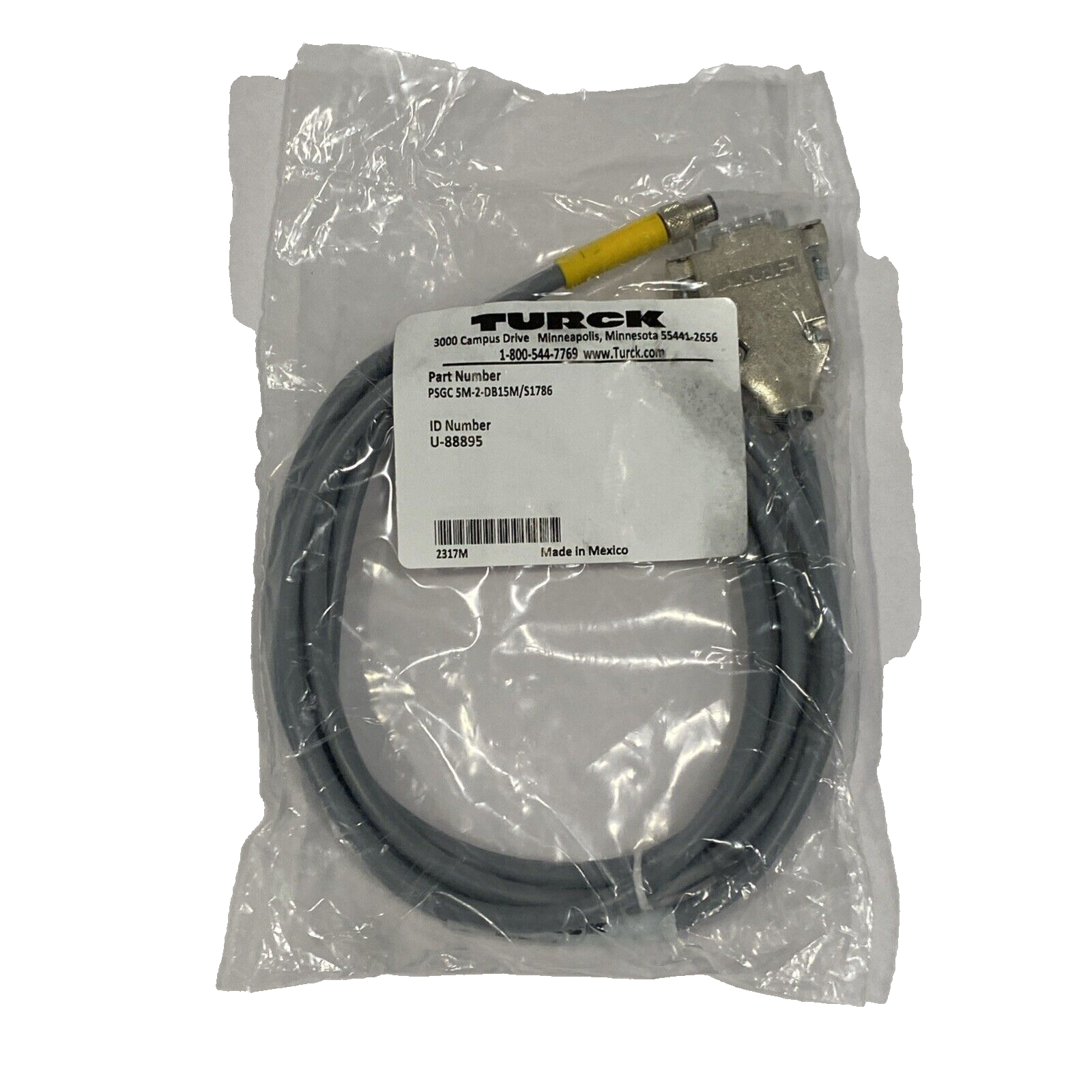Turck PSGC 5M-2-DB15M/S1786 Cordset 5-Pin M8 Picofast, 15-Pin D-Sub Male U-88895 - Maverick Industrial Sales