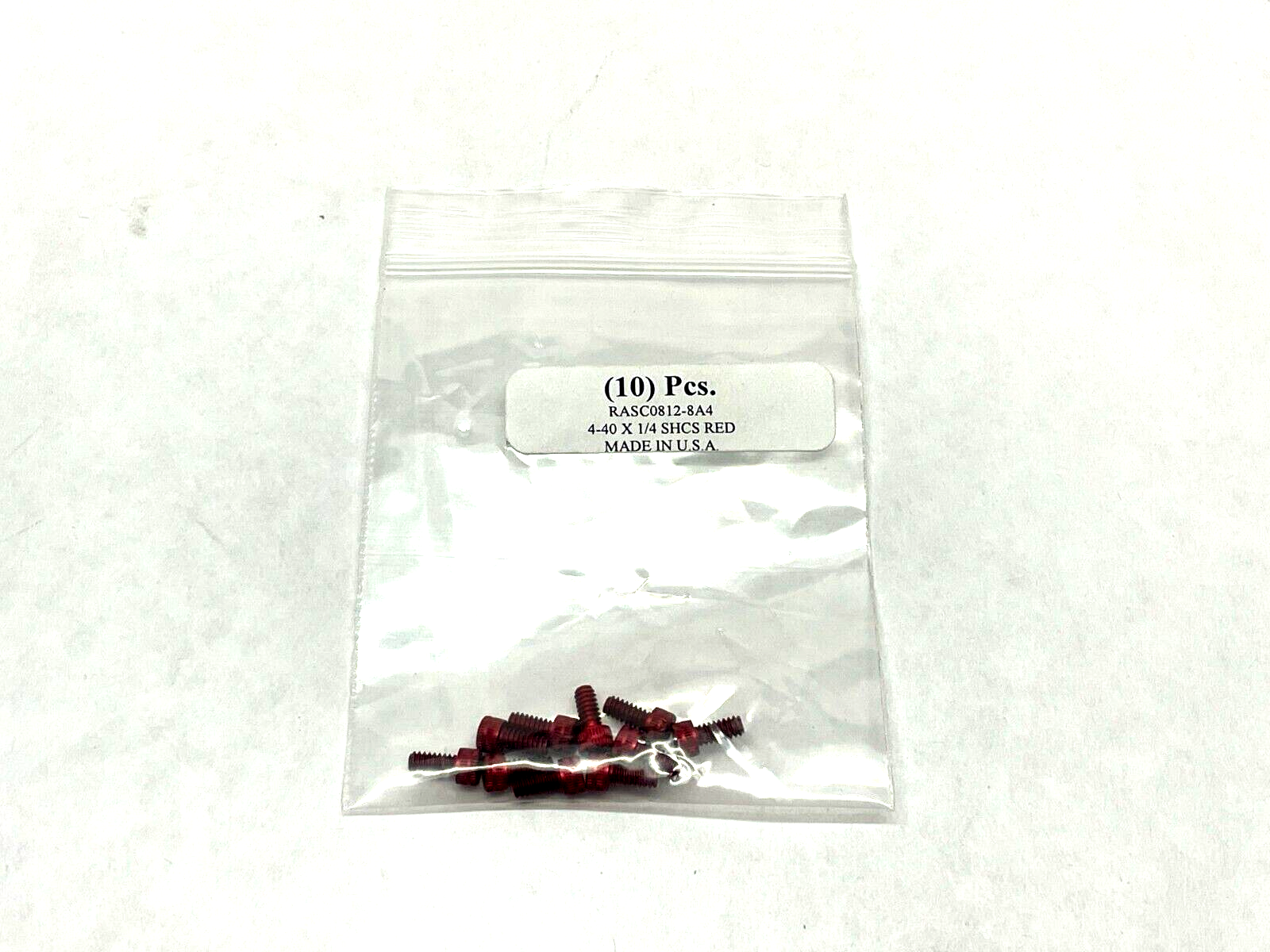 RASC0812-8A4 4-40 x 1/4 SHCS Red Screws PKG OF 10 - New - Maverick Industrial Sales