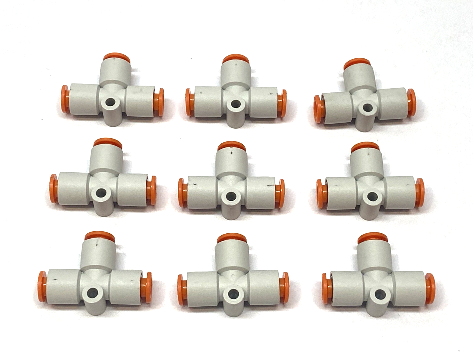 SMC KQ2T07-00A Union Tee 1/4" Push-to Connect Fitting LOT OF 9 - Maverick Industrial Sales