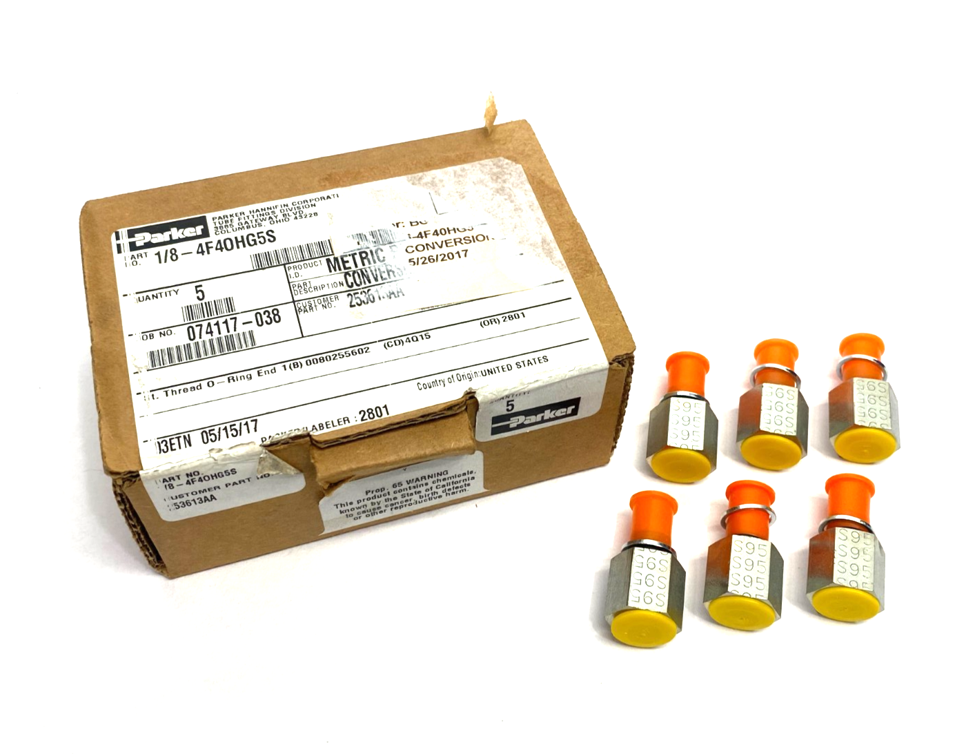 Parker 1/8-4F4OHG5S Conversion Reducer/Expander Adapter Fitting BOX OF 6 - New – Open box - Maverick Industrial Sales