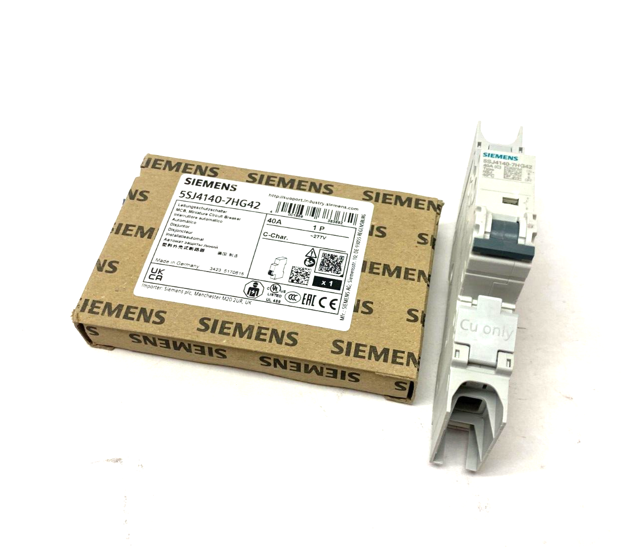 Siemens 5SJ4140-7HG42 Miniature Circuit Breaker 40A 1-Pole 277V - Maverick Industrial Sales