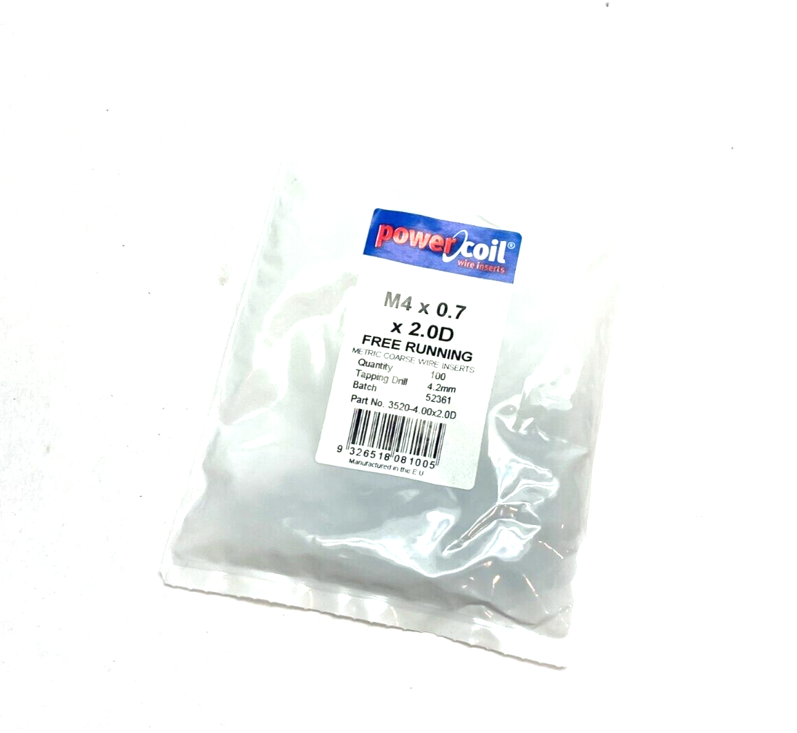 3520-4.00x2.0D | Power Coil Free Running Metric Coarse Wire Inserts PKG OF 100 - New - Maverick Industrial Sales