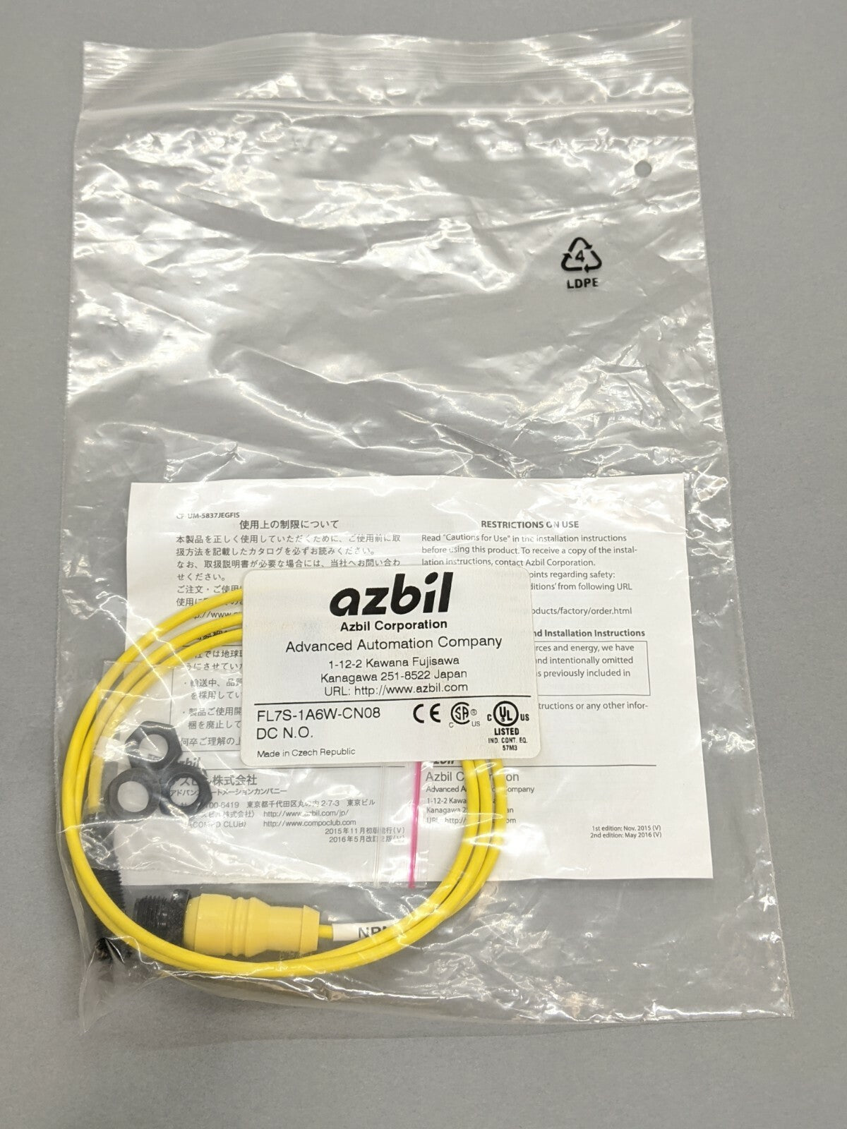 Azbil FL7S-1A6W-CN08 Cylindrical Proximity Sensor - New - Maverick Industrial Sales