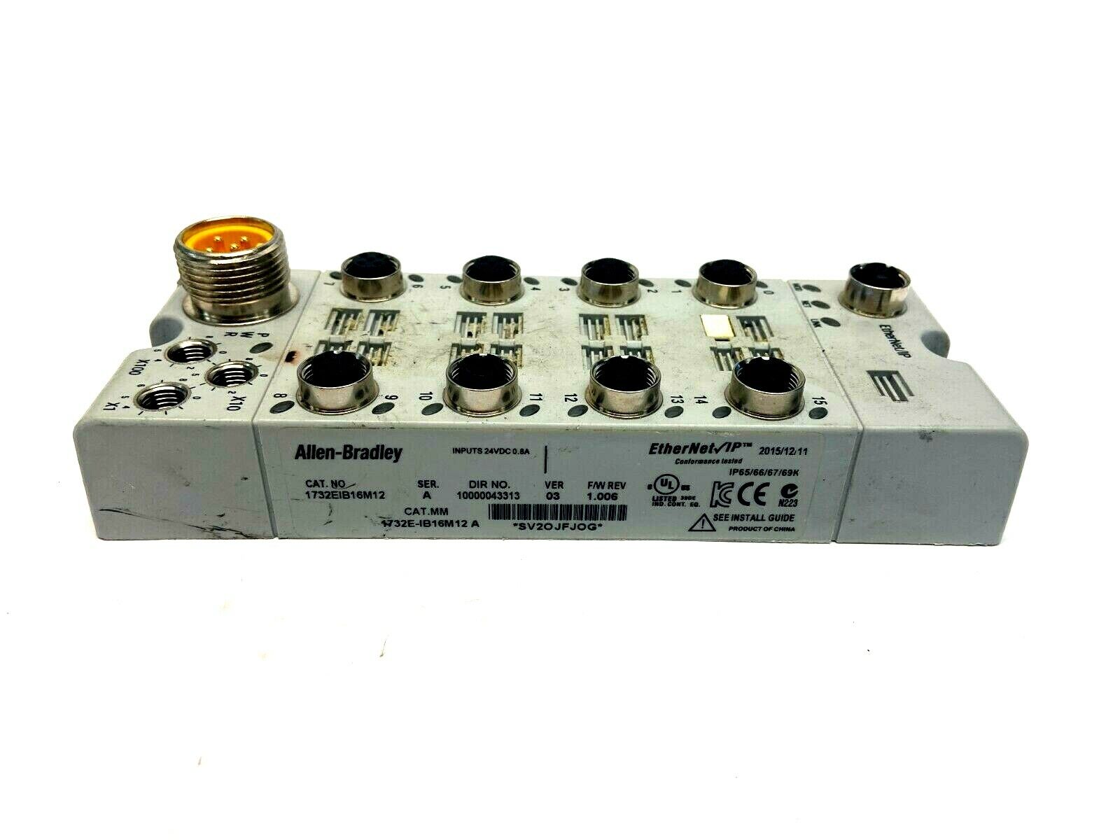 1732EIB16M12 | Allen Bradley Ser A ArmorBlock 16 PT EtherNet/IP Module F/W 1.006 - Used - Maverick Industrial Sales