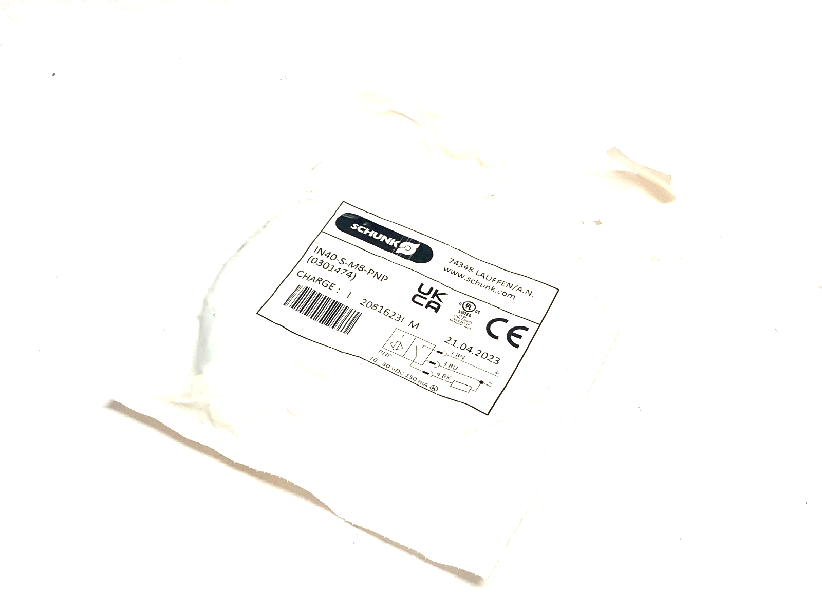 Schunk IN40/S-M8-PNP Inductive Proximity Switch 0301474 - Maverick Industrial Sales