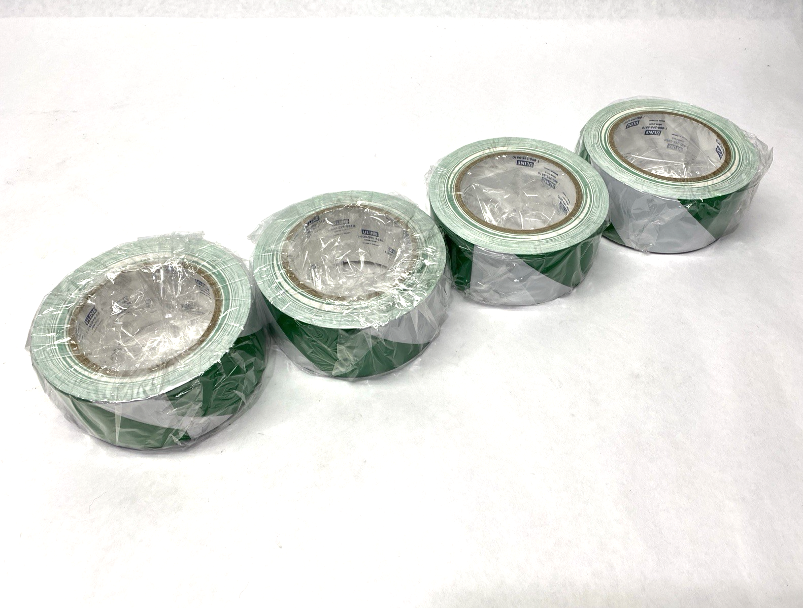 S-16877 | Uline Industrial Vinyl Safety Tape Green/White 2" x 36 yds LOT OF 4 - New - Maverick Industrial Sales