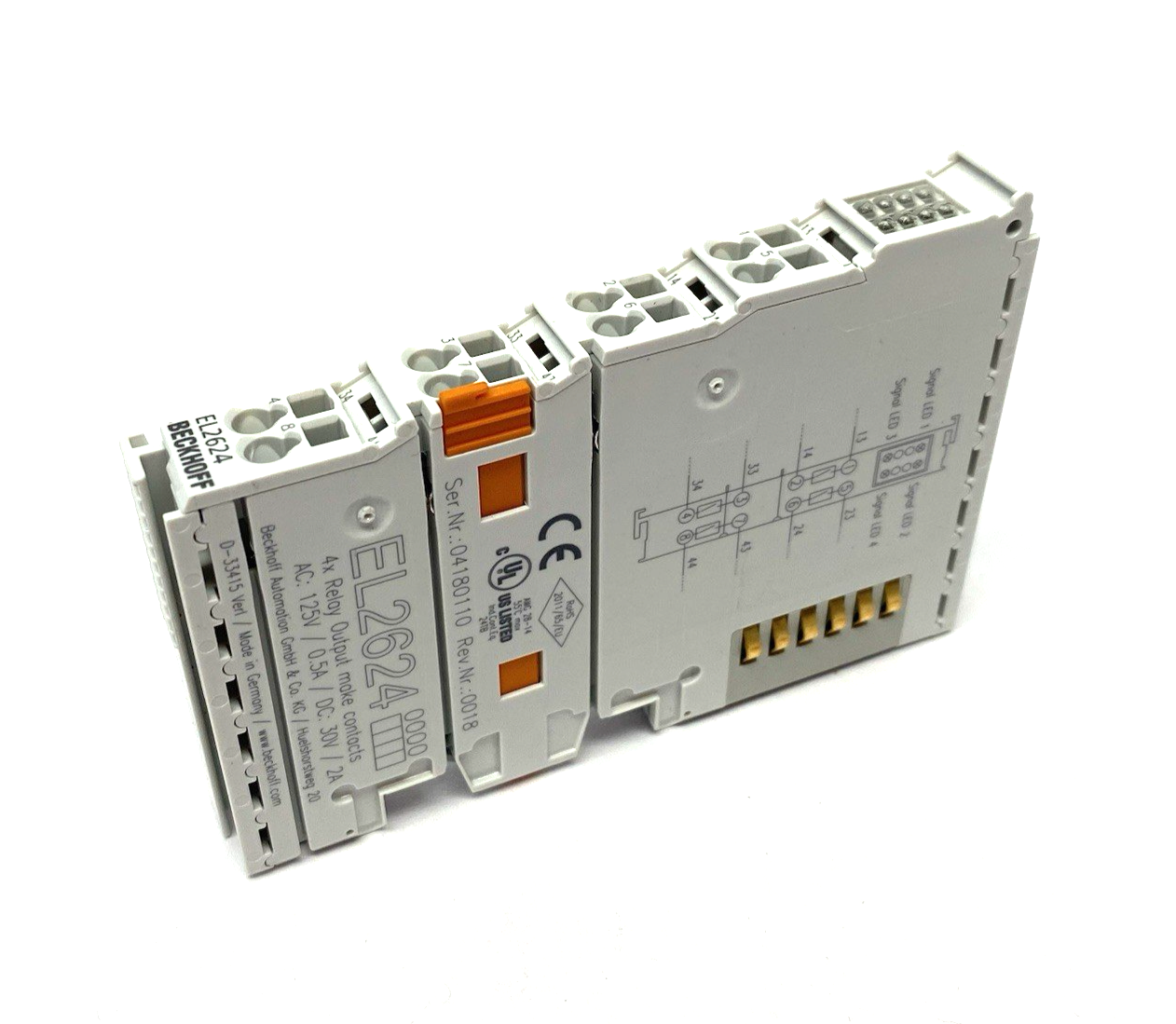 Beckhoff EL2624 EtherCAT Terminal, 4-channel relay output, 125 V AC, 30 V DC - Maverick Industrial Sales