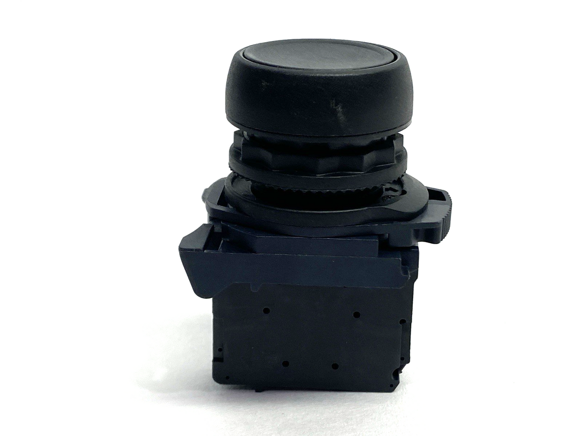 800F-X10,800F-ALP,800FP-E2 | Allen Bradley 800FP-E2 Pushbutton Black w/ 800F-ALP Latch 800F-X10 Ser A Contact - Used - Maverick Industrial Sales