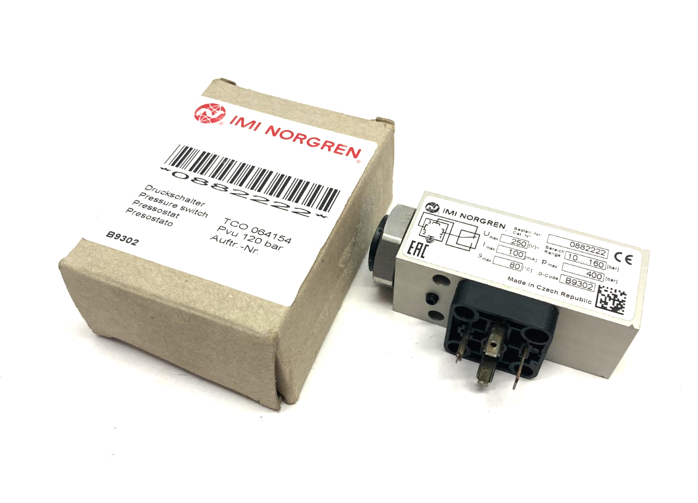 0882222 | IMI Norgren Pressure Switch 10-160bar 250V - New – Open box - Maverick Industrial Sales