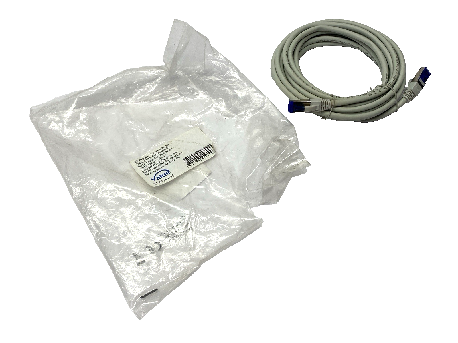 Value 21.99.0865E Double Ended Ethernet Cable Gray Male RJ45 Connectors 5m - Maverick Industrial Sales