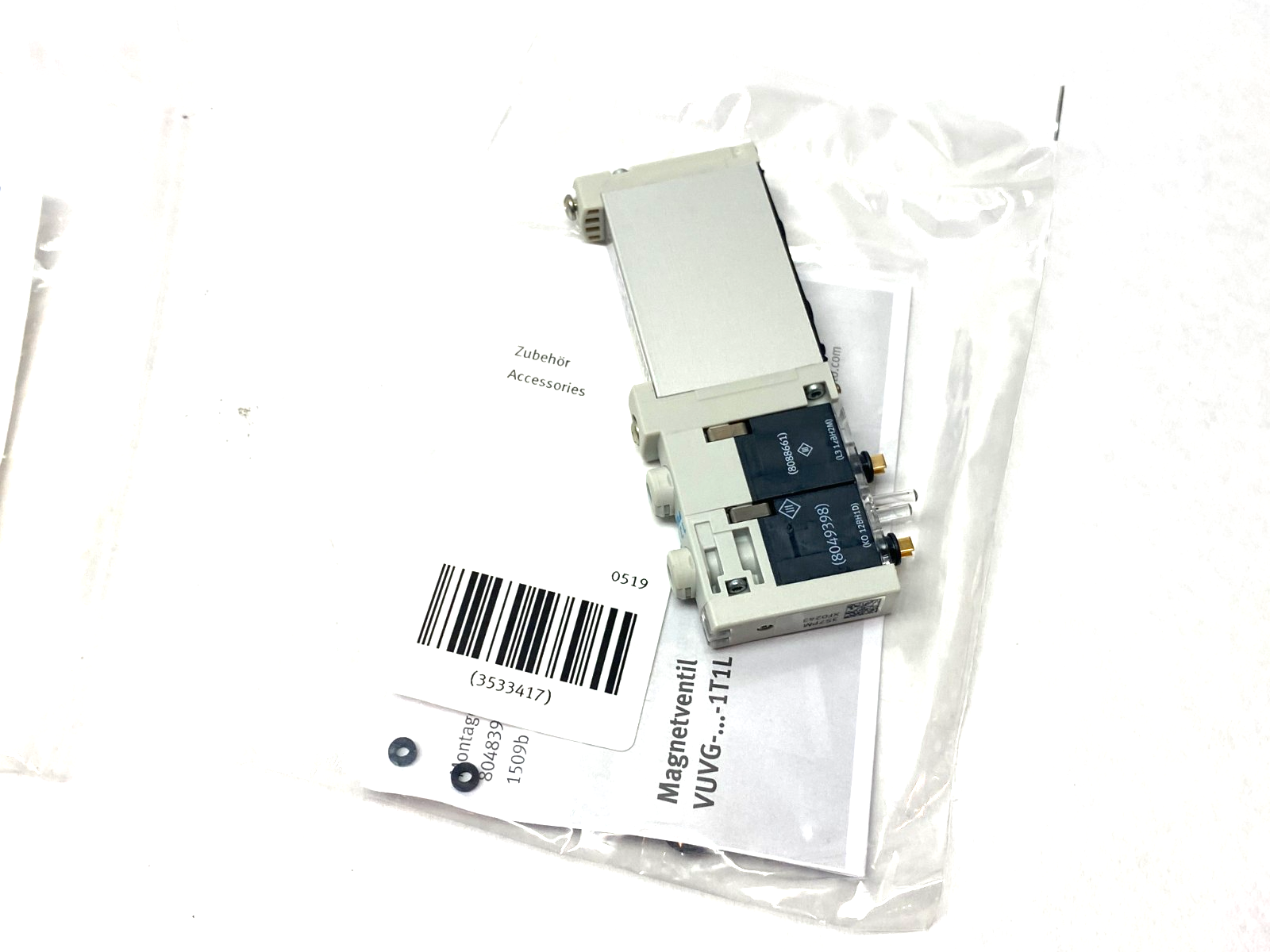 Festo VUVG-B10-B52-ZT-F-1T1L Solenoid Valve, 5/2 Bistable, 573418 - Maverick Industrial Sales