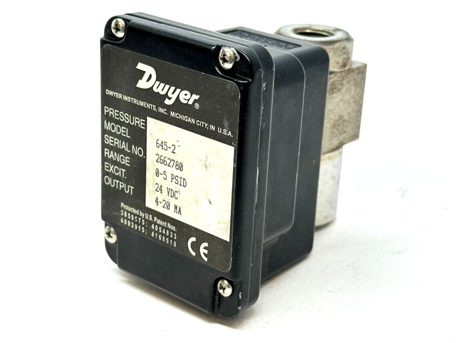 645-2 | Dwyer Wet/Wet Differential Pressure Transmitter 0-5 PSID 4-20MA 24VDC - Used - Maverick Industrial Sales