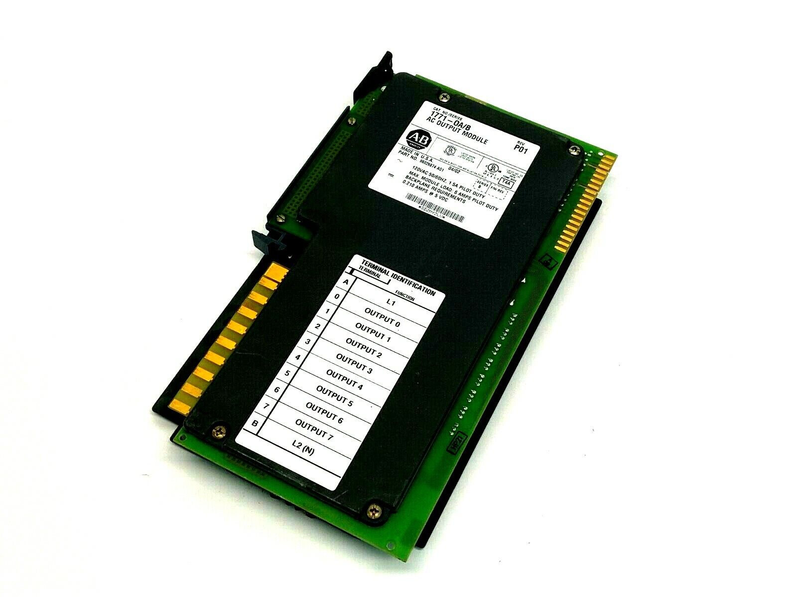 Allen Bradley 1771-0A/B Ser B AC Output Module 96026874 Rev P01 - For parts or not working - Maverick Industrial Sales