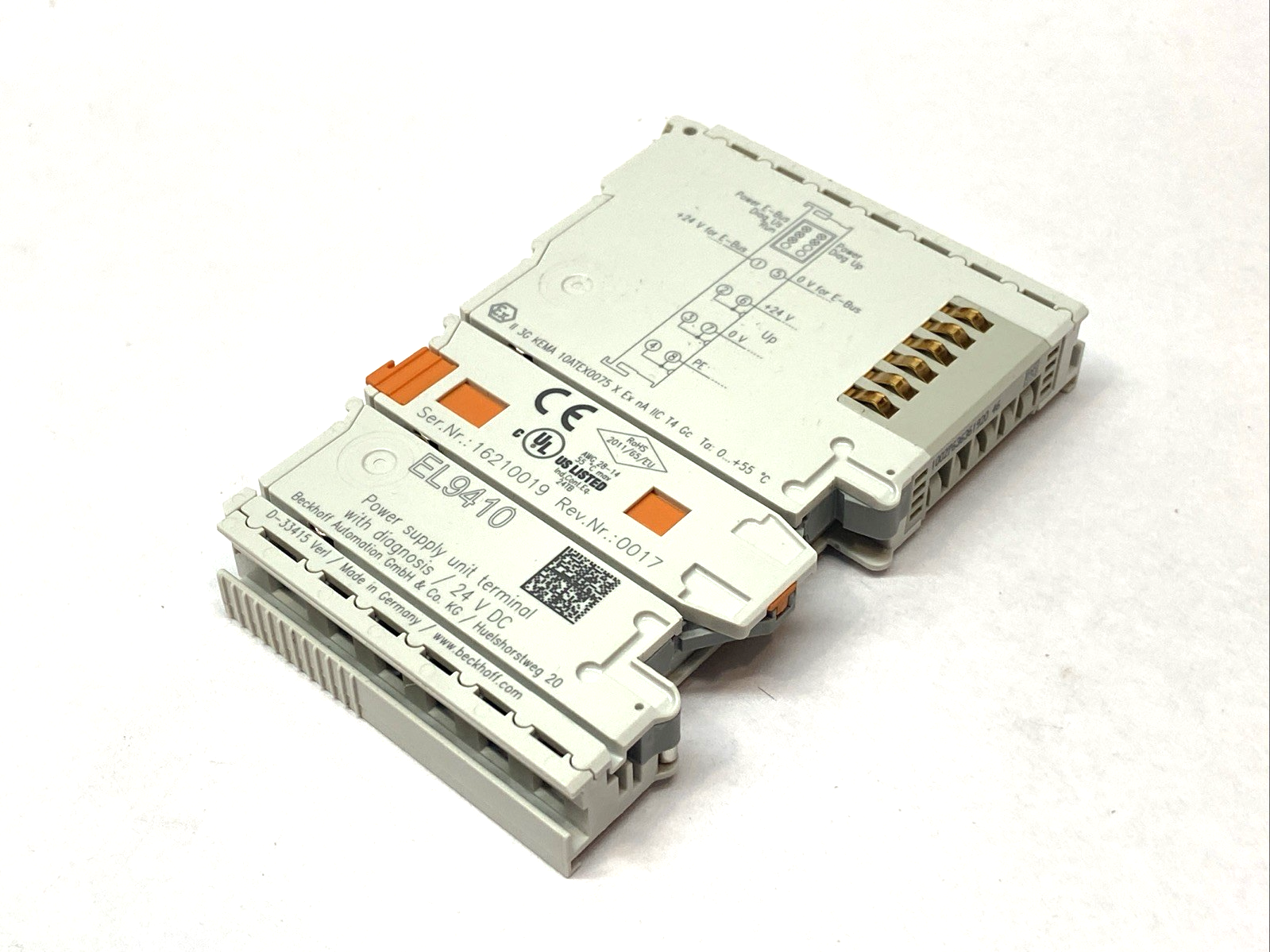 Beckhoff EL9410 EtherCAT Power Supply Terminal w/ Diagnosis For E-Bus 24VDC 2A - Maverick Industrial Sales