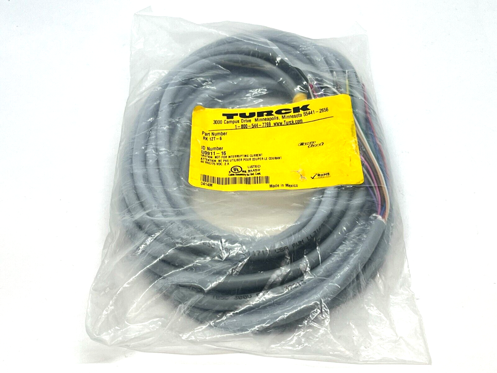 Turck RK 12T-6 Eurofast Cordset M12 Female 6M Length U0911-16 - New - Maverick Industrial Sales