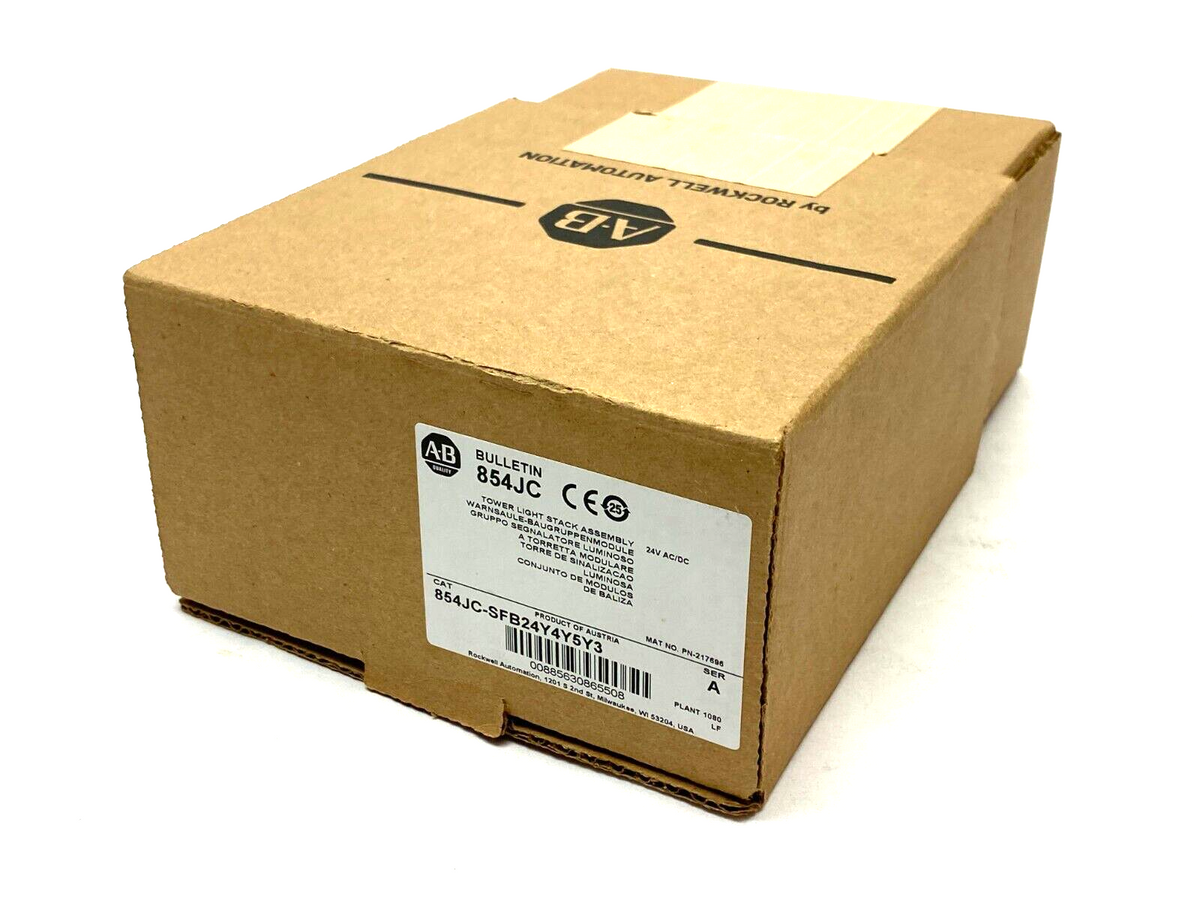 854JC-SFB24Y4Y5Y3 | Allen Bradley Ser. A Tower Light Stack Assembly 40mm R,A,G - New - Maverick Industrial Sales