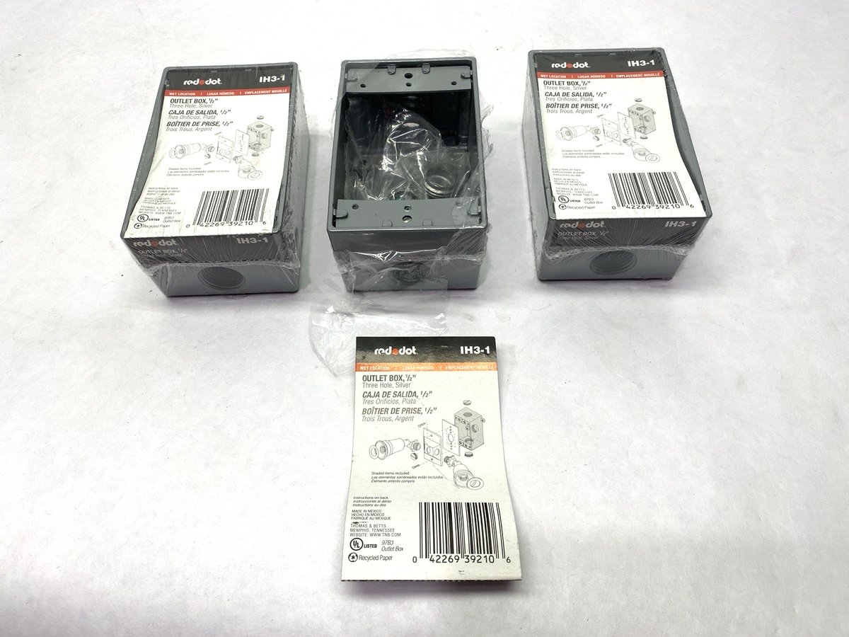 Red Dot IH3-1 Weatherproof Box 1/2", Three Hole, Silver, Aluminum, LOT OF 3 - Maverick Industrial Sales