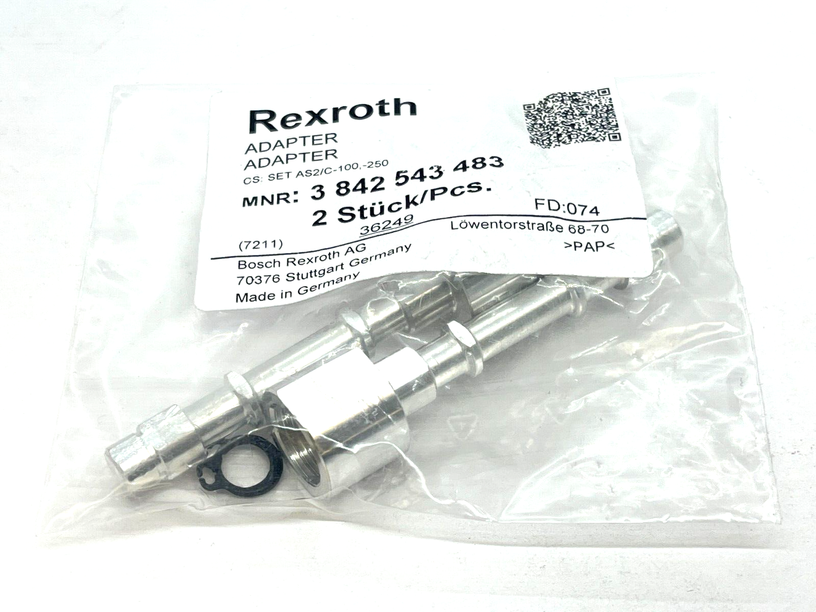 Bosch Rexroth 3842543483 Adapter Set CS: SET AS2/C-100,-250 - Maverick Industrial Sales
