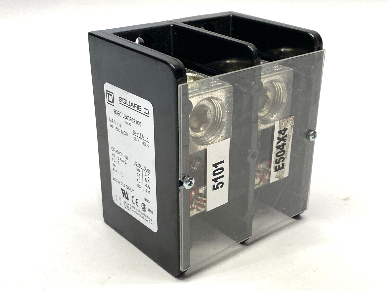 Schneider Electric 9080LBC263106 Power Distribution Block 2-Pole 380A 600V - Used - Maverick Industrial Sales