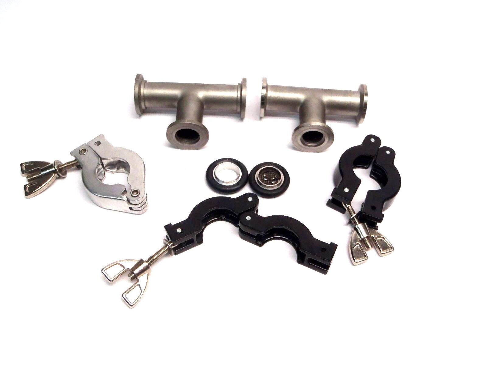 2x 1/2" Metal Tee 3" w/ 3x Tri Clamps - Maverick Industrial Sales