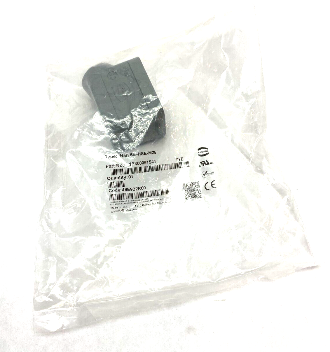 Harting 19300061541 Hood Housing Side Entry Size 6B LC 2 Pegs M25 Han 6B-HSE-M25 - New - Maverick Industrial Sales