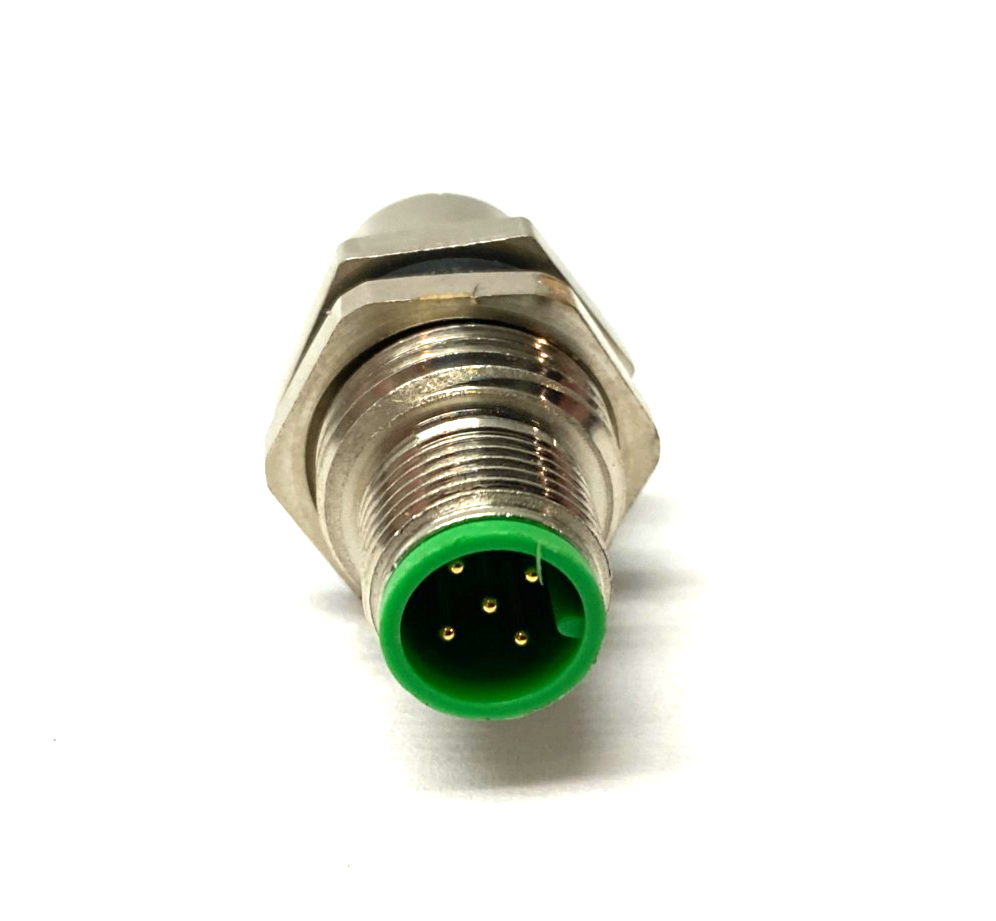 None | Panel Mount M12 5-Pin Male to Female Bulkhead Cable Connector, M16 Thread Mount - New Other - Maverick Industrial Sales