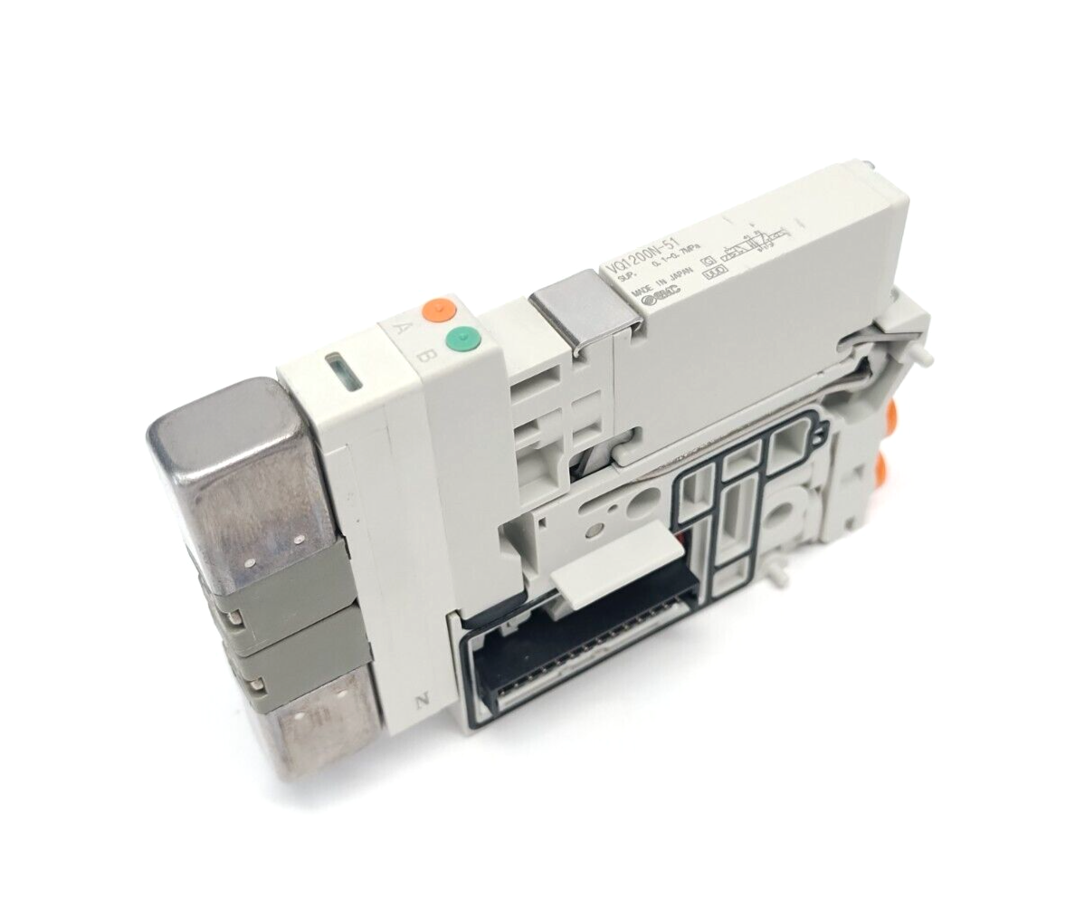VQ1200N-51 | SMC Solenoid Valve 5-Port 2-Position Double 24VDC w/ Block Base - Used - Maverick Industrial Sales