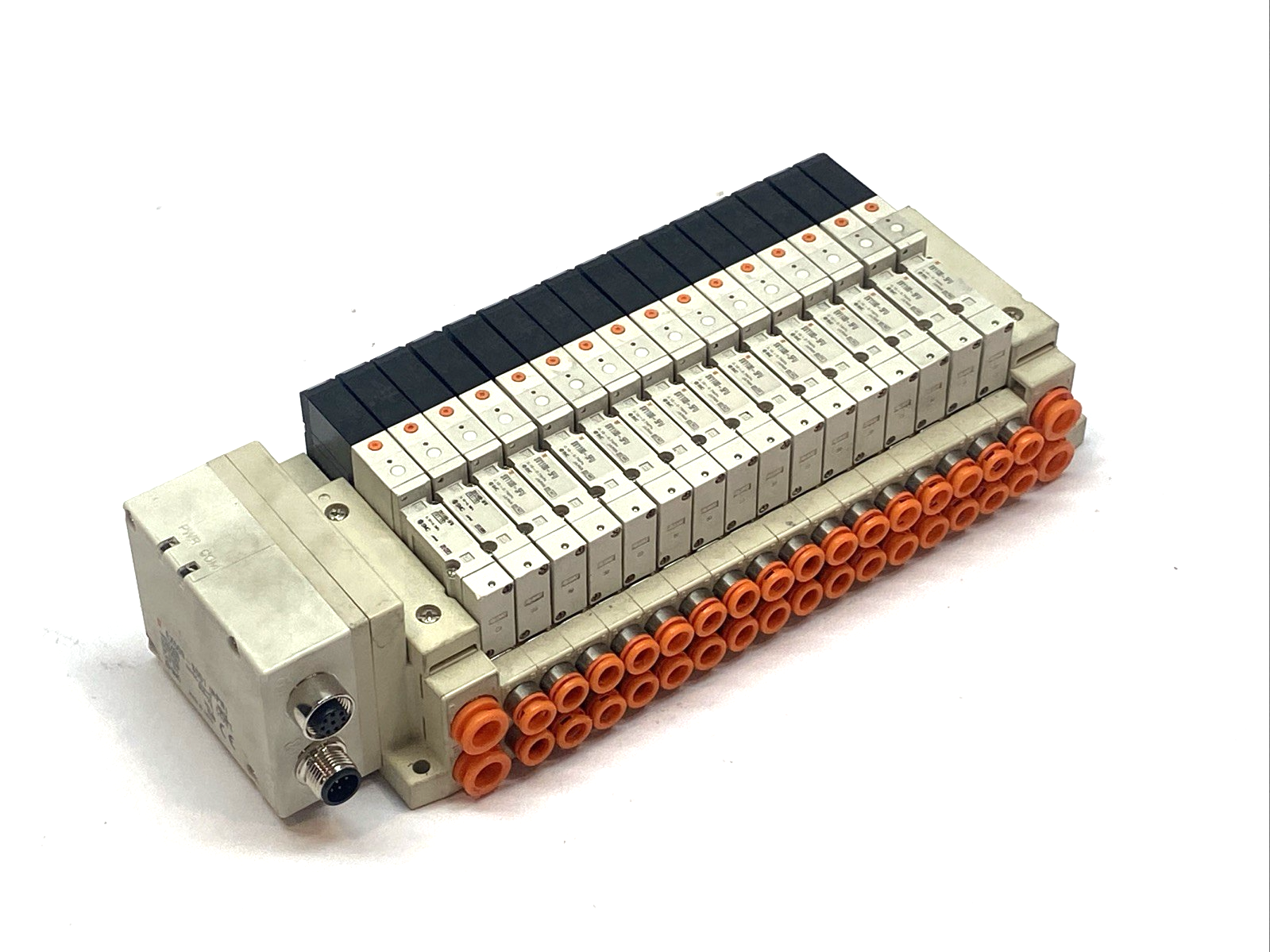SMC SS5V1-W10S1A3ND-16B-N7 Pneumatic Manifold w/ SV1100-5FU Solenoid Valves - Maverick Industrial Sales