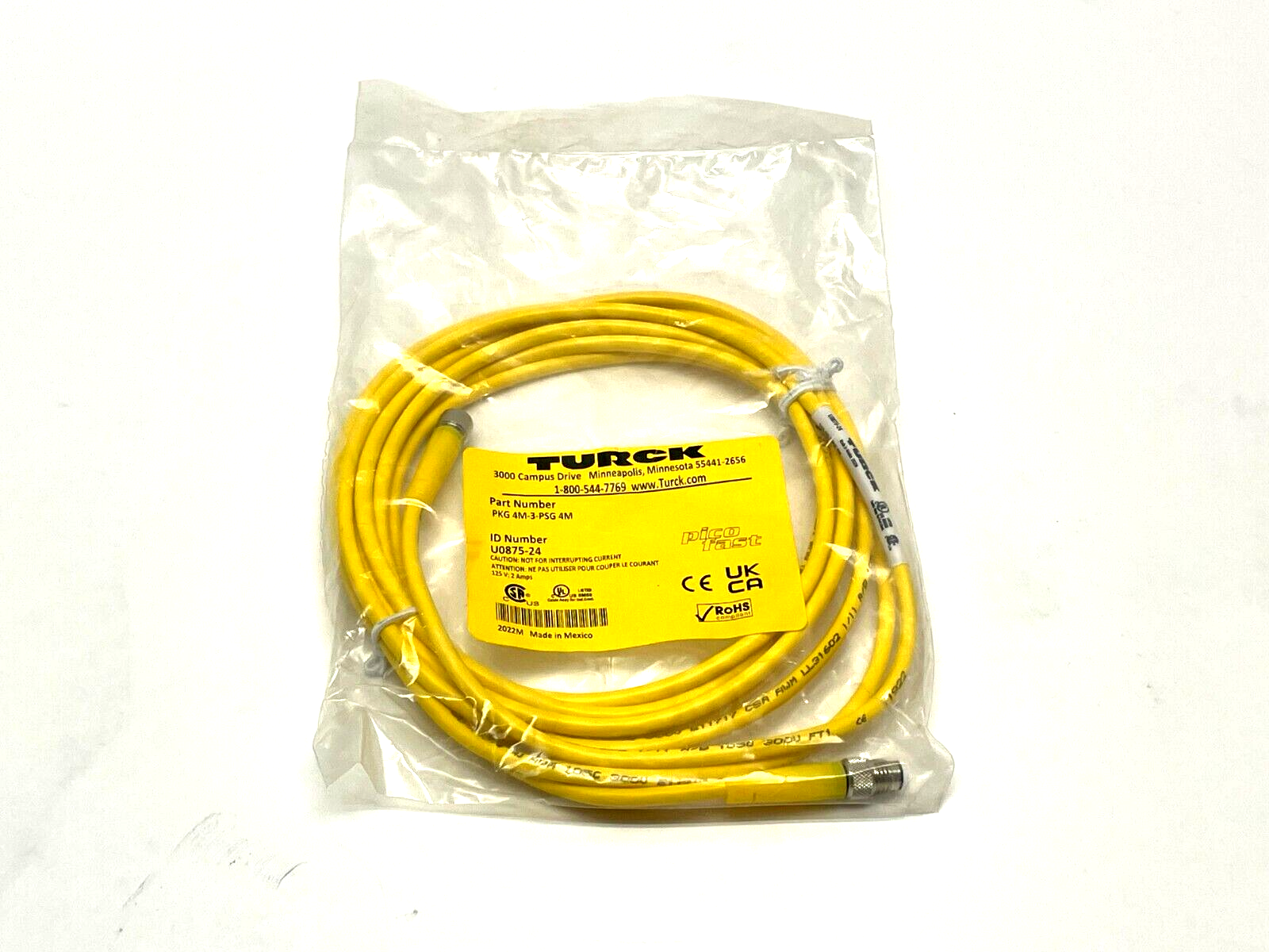 Turck PKG 4M-3-PSG 4M Double Ended Cordset U0875-24 - New - Maverick Industrial Sales