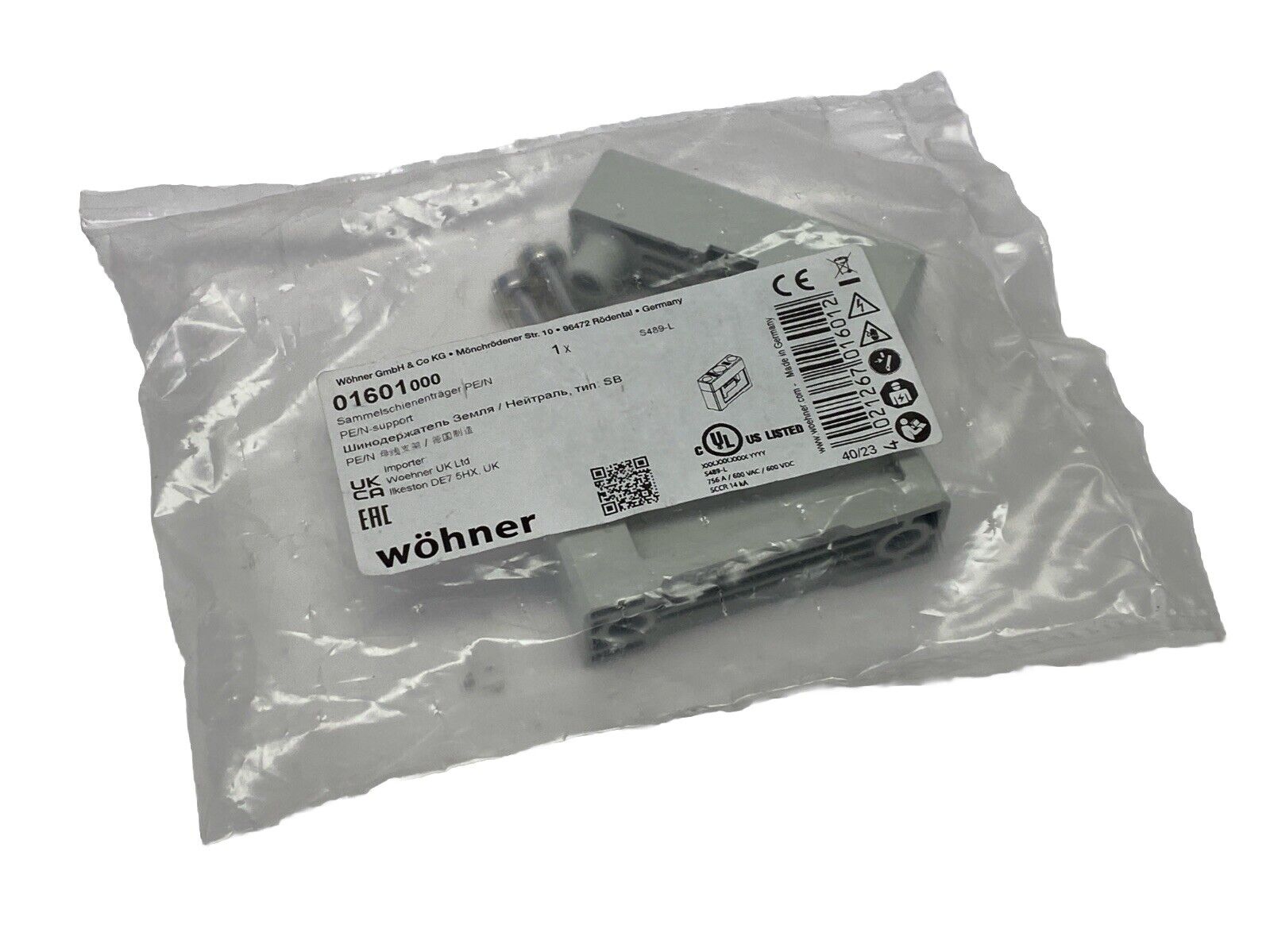Wohner 01601000 Support For Earth And Neutral Busbars Single Pole PE/N-support - New - Maverick Industrial Sales