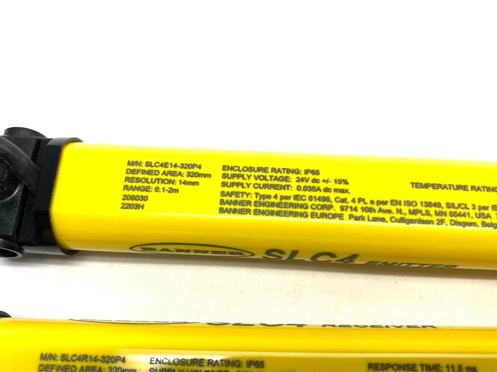 Banner SLC4R14-320P4, SLC4E14-320P4 Light Curtain Set 2m Range 806329, 806328 - Used - Maverick Industrial Sales