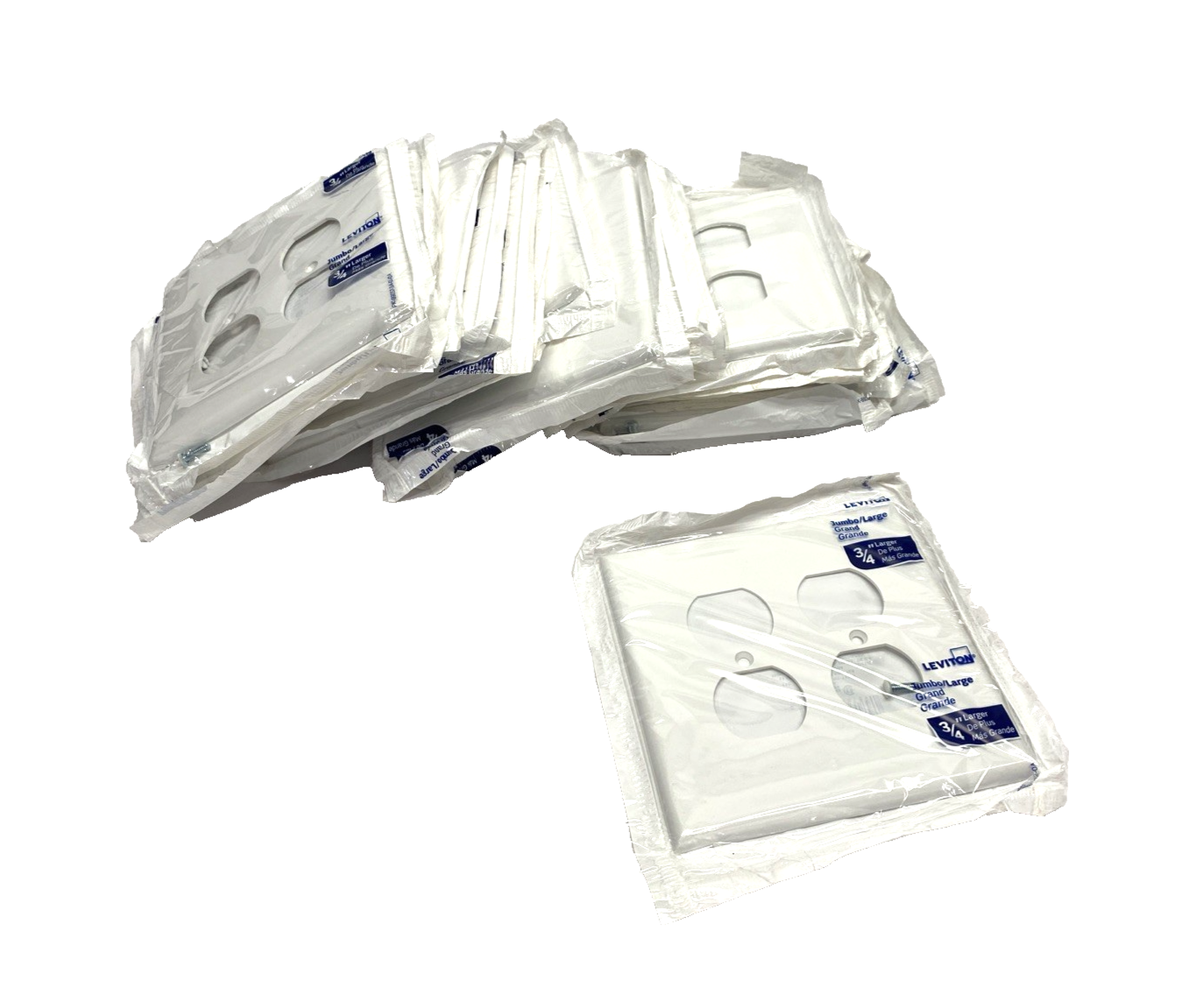 Leviton 88116 2-Gang Duplex Outlet Wallplate, Jumbo/Oversize, White LOT OF 20 - New - Maverick Industrial Sales