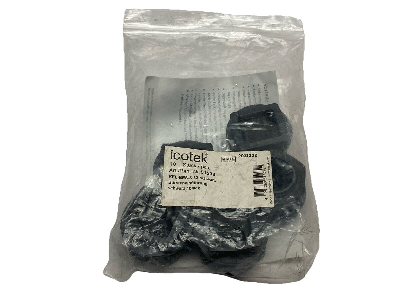 Icotek 51538 KEL-BES-S Split Cable Gland with Brush Strips LOT OF 5 - Maverick Industrial Sales