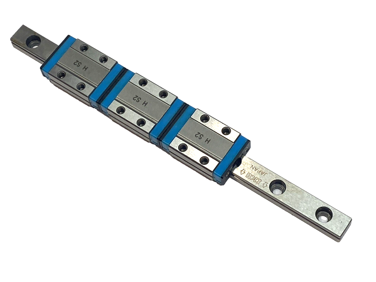 LWL9B | IKO Miniature Linear Guide Rail 158mmx9mm w/3 Carriage Blocks- Used - Maverick Industrial Sales