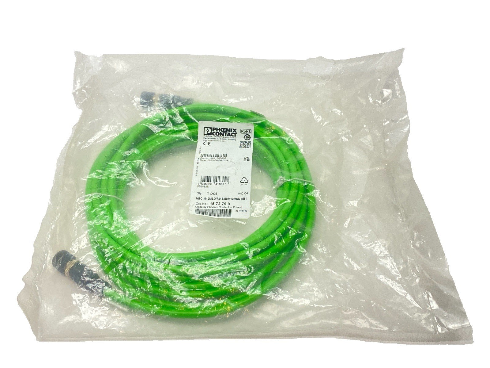 NBC-M12MSD/7,0-93B/M12MSD AB1 | Phoenix Contact Network Cable M12 4-Pin 7m 1572799 - New - Maverick Industrial Sales
