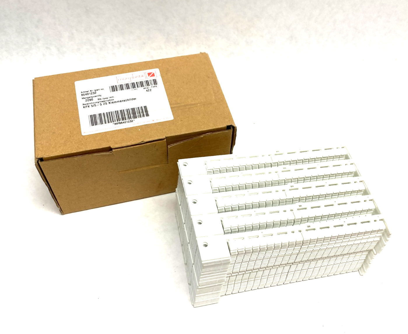 86401232 | Murrplastik Terminal Block Label White KPX 5/5-5 ZS BOX OF 4180 - New – Open box - Maverick Industrial Sales