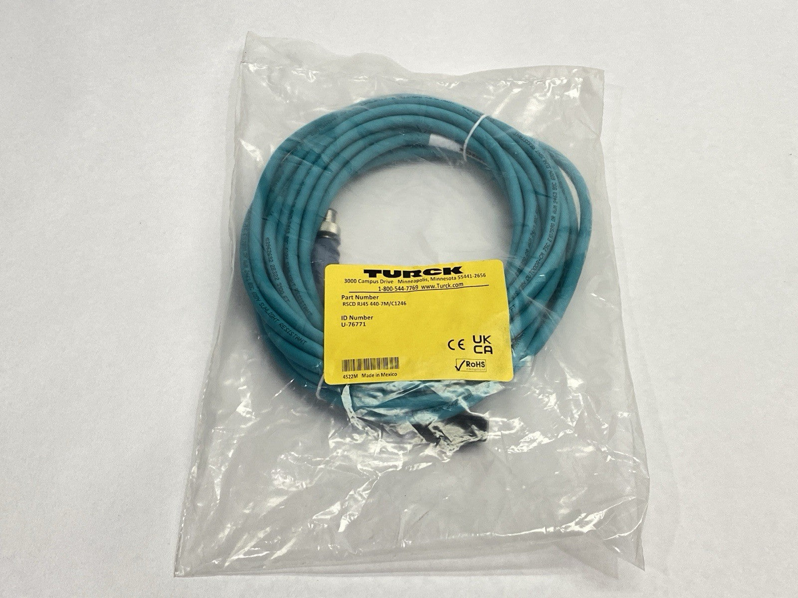 Turck RSCD RJ45 440-7M/C1246 Ethernet Cordset Male M12-RJ45 7m U-76771 - Maverick Industrial Sales
