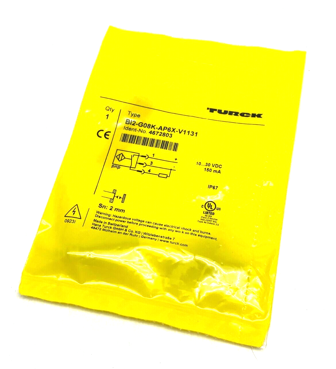 Turck BI2-G08K-AP6X-V1131 Inductive Sensor 2mm Switch Distance 4672803 - New - Maverick Industrial Sales