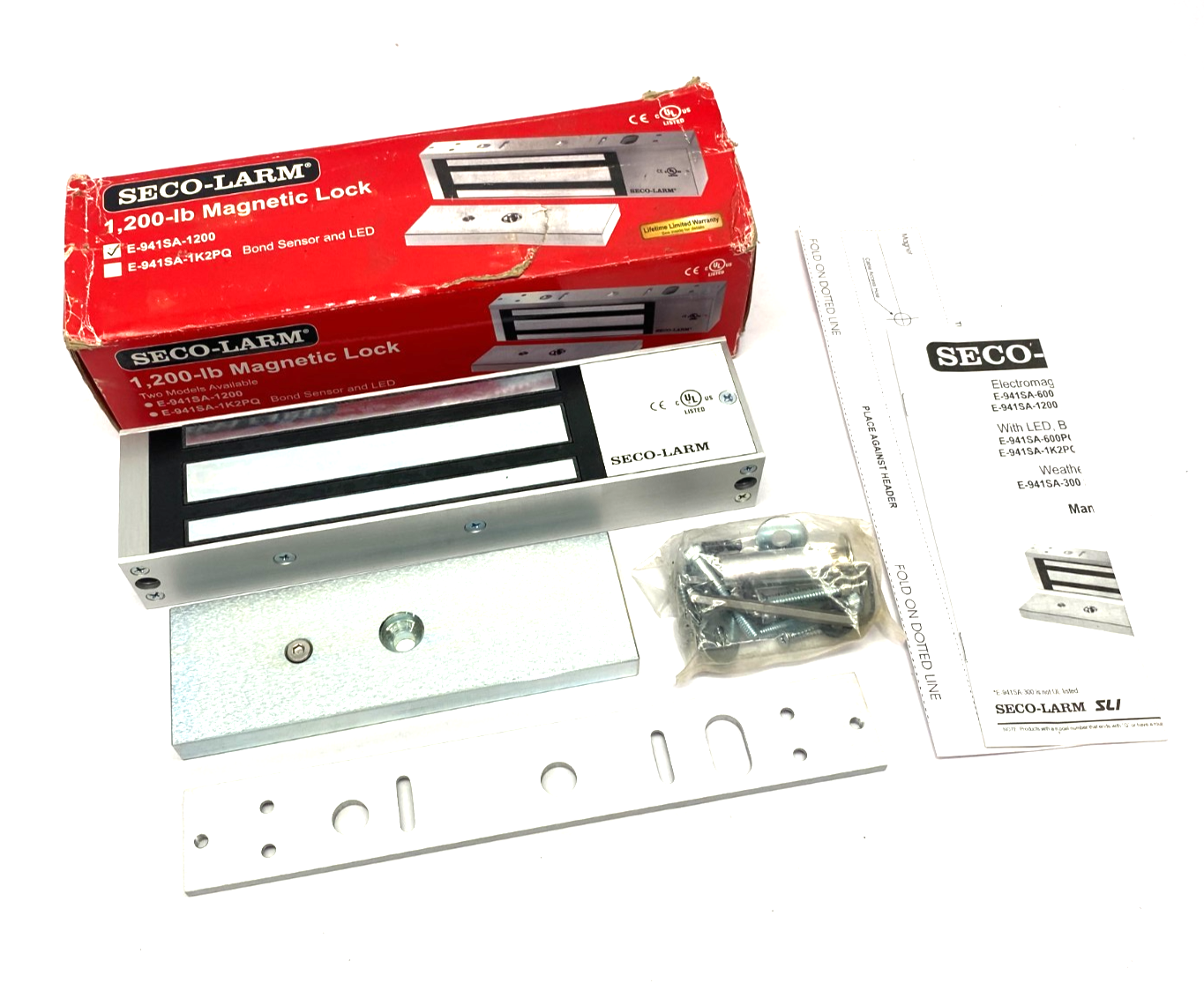 Seco-Larm E-941SA-1200 Electromagnetic Lock 1200lbs Hold Force - New – Open box - Maverick Industrial Sales