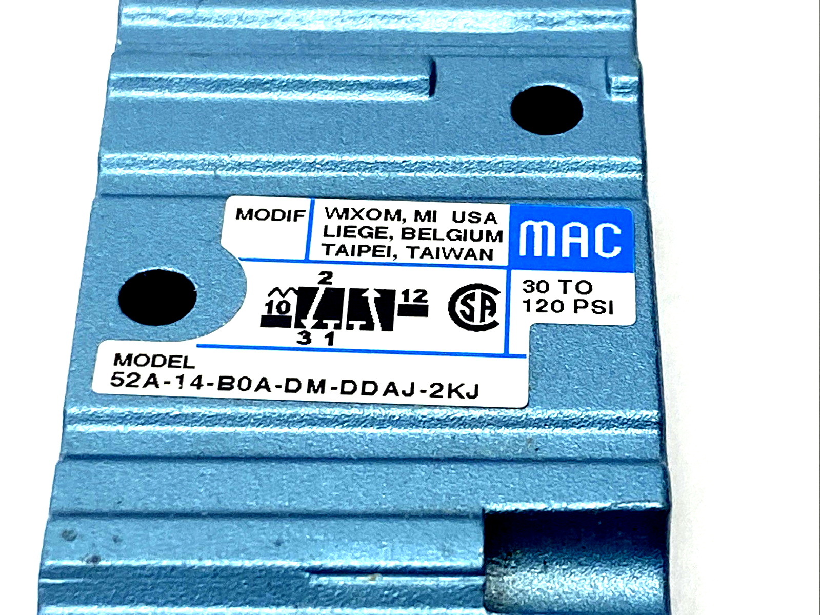 MAC Valves 52A-14-B0A-DM-DDAJ-2KJ Pneumatic Solenoid Valve 3/2-Way 24VDC 1/4"NPT - Maverick Industrial Sales