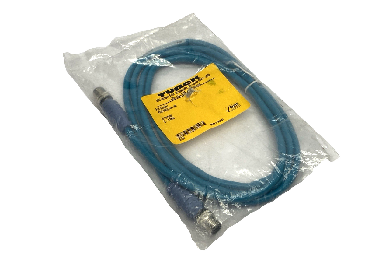 RSSD RSSD 443-2M, U-11303 | Turck RSSD RSSD 443-2M Double-Ended 4-Pin M12 Male Connector Cordset U-11303 - New - Maverick Industrial Sales