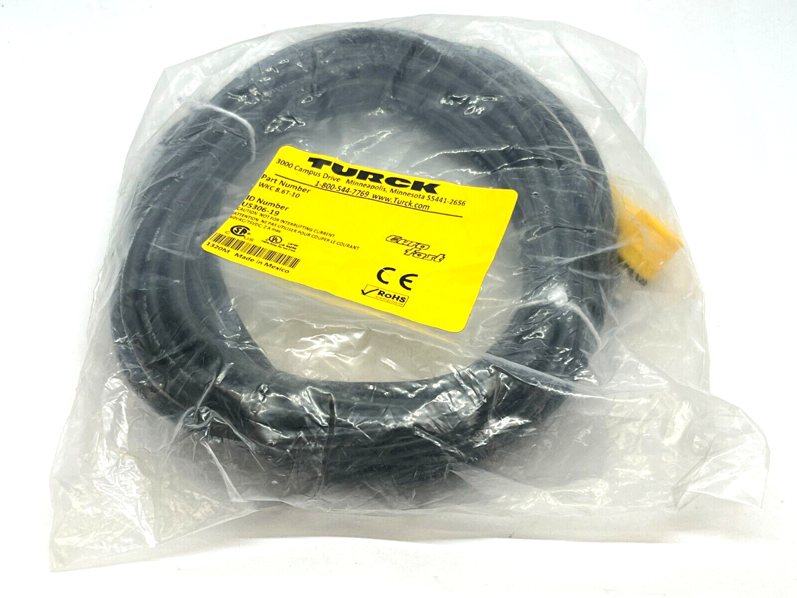 Turck WKC 8.6T-10 Eurofast Cordset M12 Female 10M Length U5306-19 - New - Maverick Industrial Sales