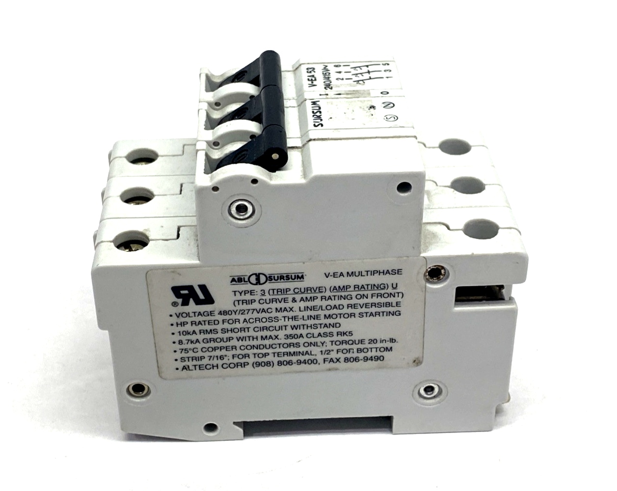 Sursum V-EA53-G10A Circuit Breaker 3-Pole 10A 240/415V - Maverick Industrial Sales