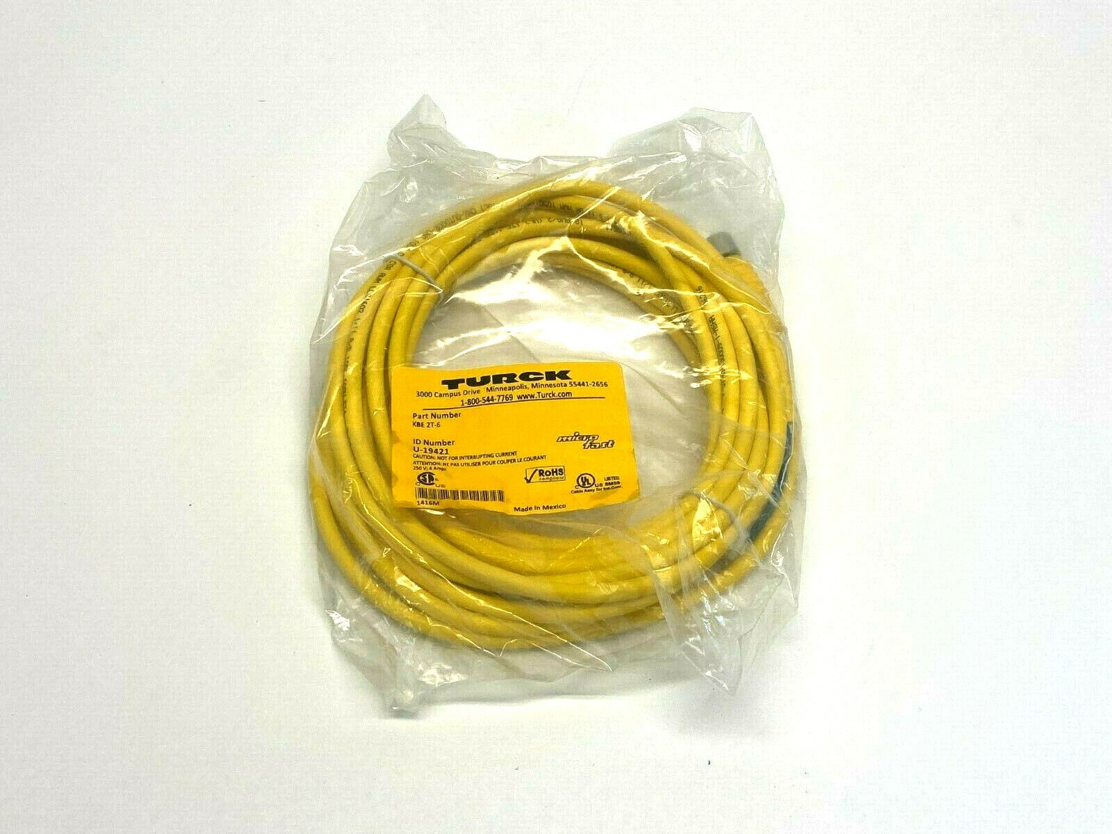 Turck KBE 2T-6 Microfast Single-Ended Cordset U-19421 - New - Maverick Industrial Sales