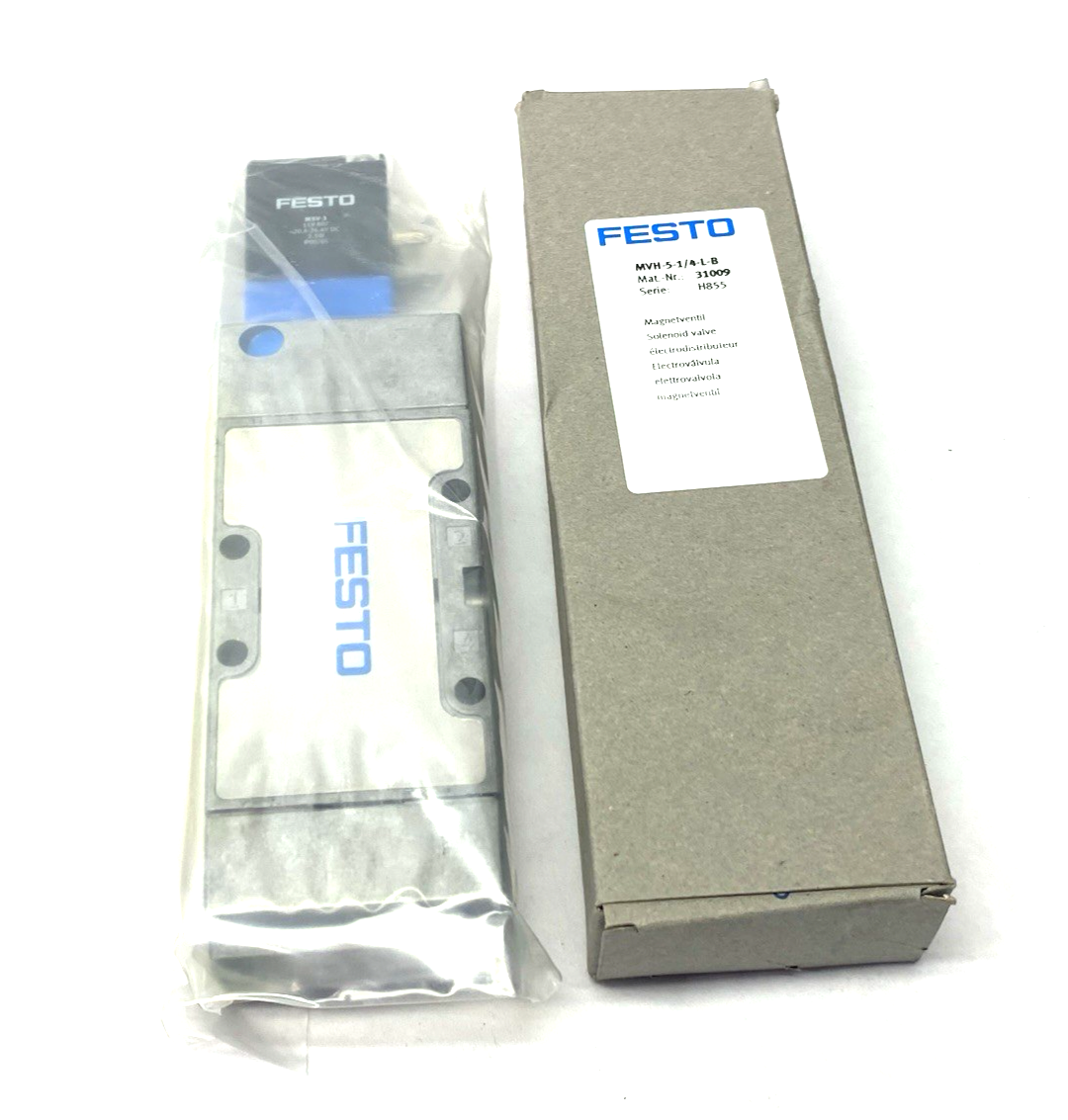 Festo MVH-5-1/4-L-B Solenoid Valve 5/2-way Monostable, 31009 - Maverick Industrial Sales