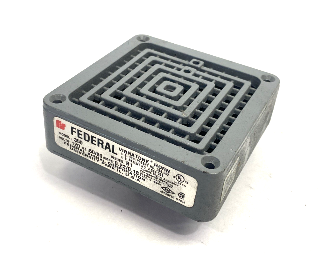 Federal Signal 350-120-30 Vibratone Horn Model 350 Series B1 120V, 110 dBa 1m - Maverick Industrial Sales