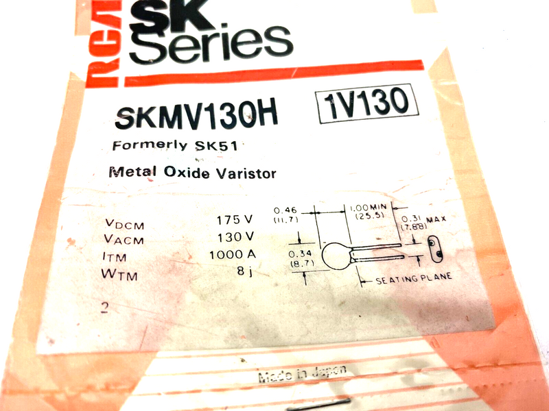 RCA Quement SKMV130H Formerly SK51 Metal Oxide Varistor SK Series 1V130 LOT OF 3 - Maverick Industrial Sales
